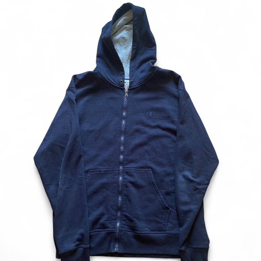 Champion Men's Dark Blue Zip-Up Sweater